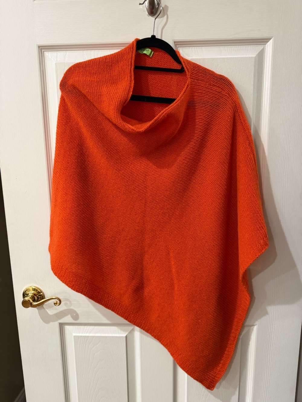 Orange Cowl Neck Wool Poncho Sweater